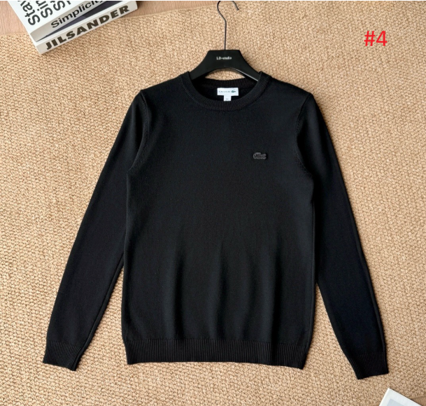 LACOSTE סוודר גברים צווארון עגול עם לוגו רקום – תמונה 5