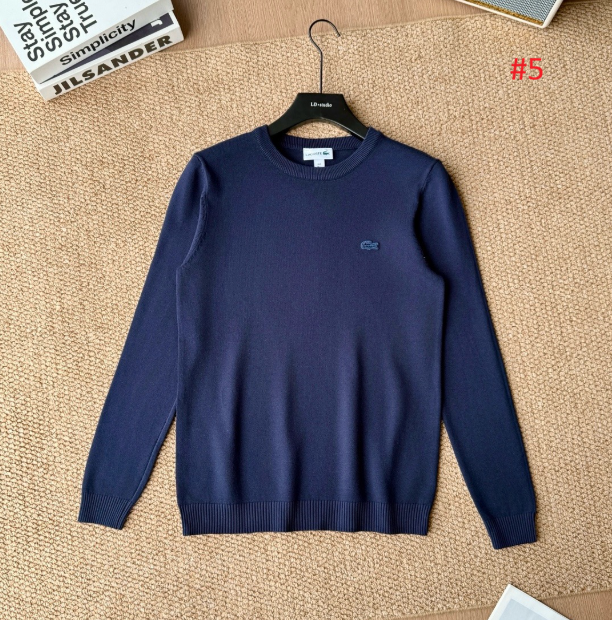 LACOSTE סוודר גברים צווארון עגול עם לוגו רקום – תמונה 6