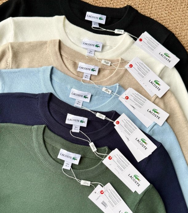LACOSTE סוודר גברים צווארון עגול עם לוגו רקום – תמונה 8