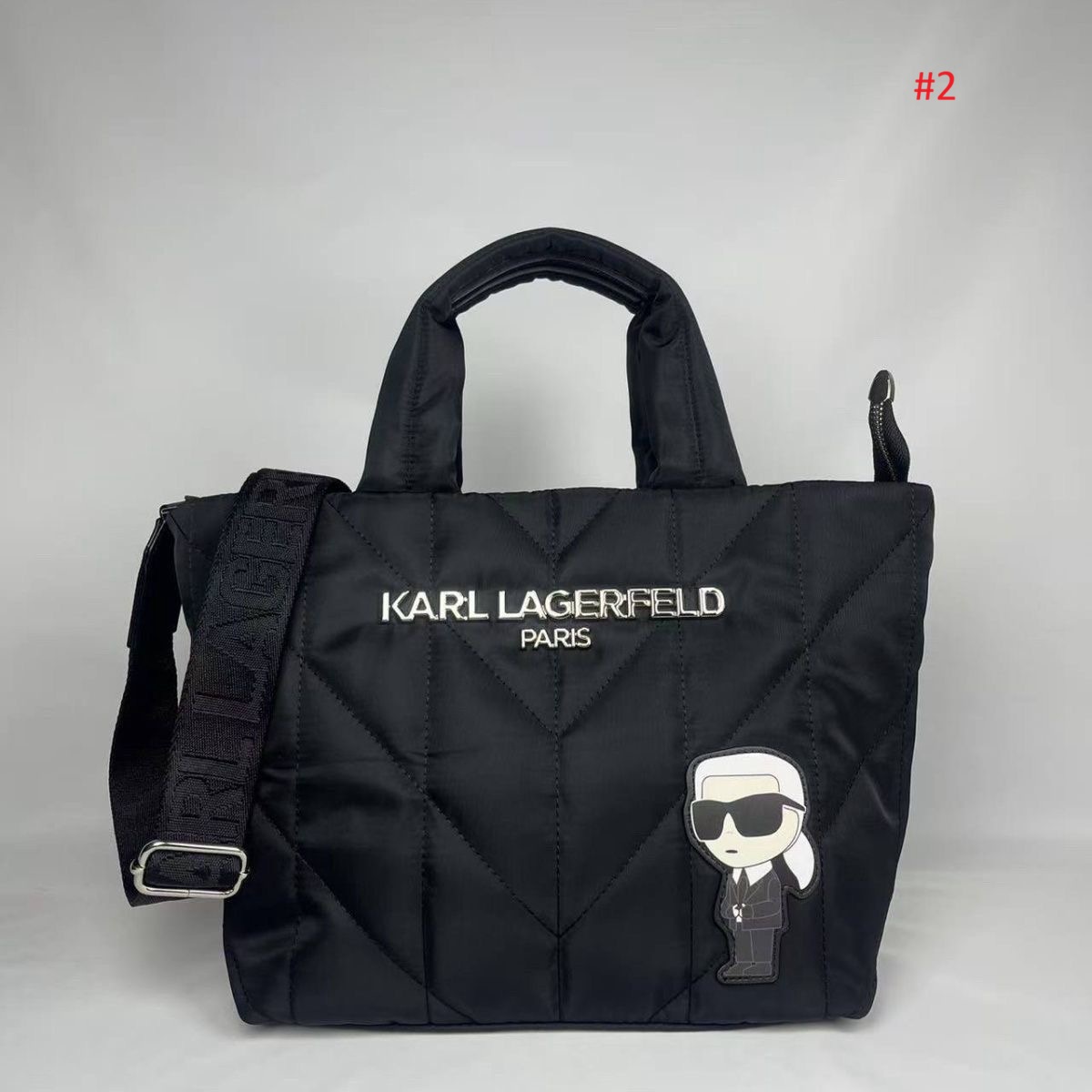 KARL LAGERFELD תיק טוט מרופד עם רצועת כתף – תמונה 3