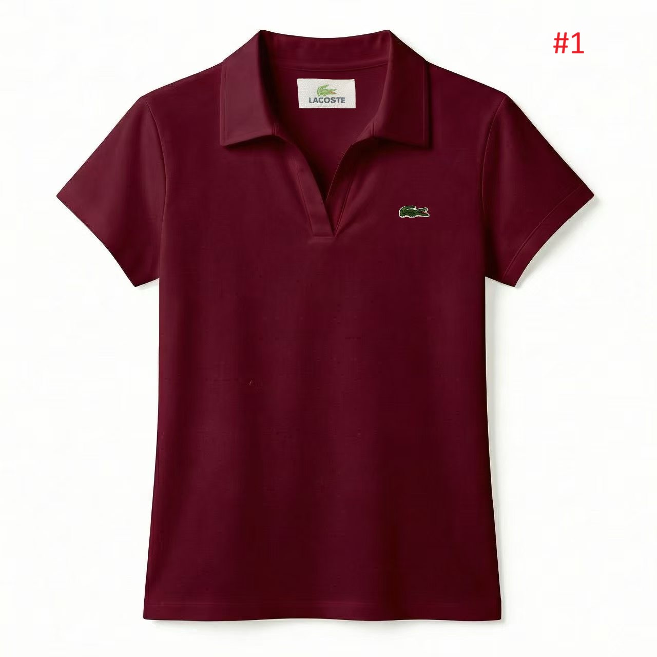 LACOSTE חולצת פולו נשים עם צווארון V – תמונה 2