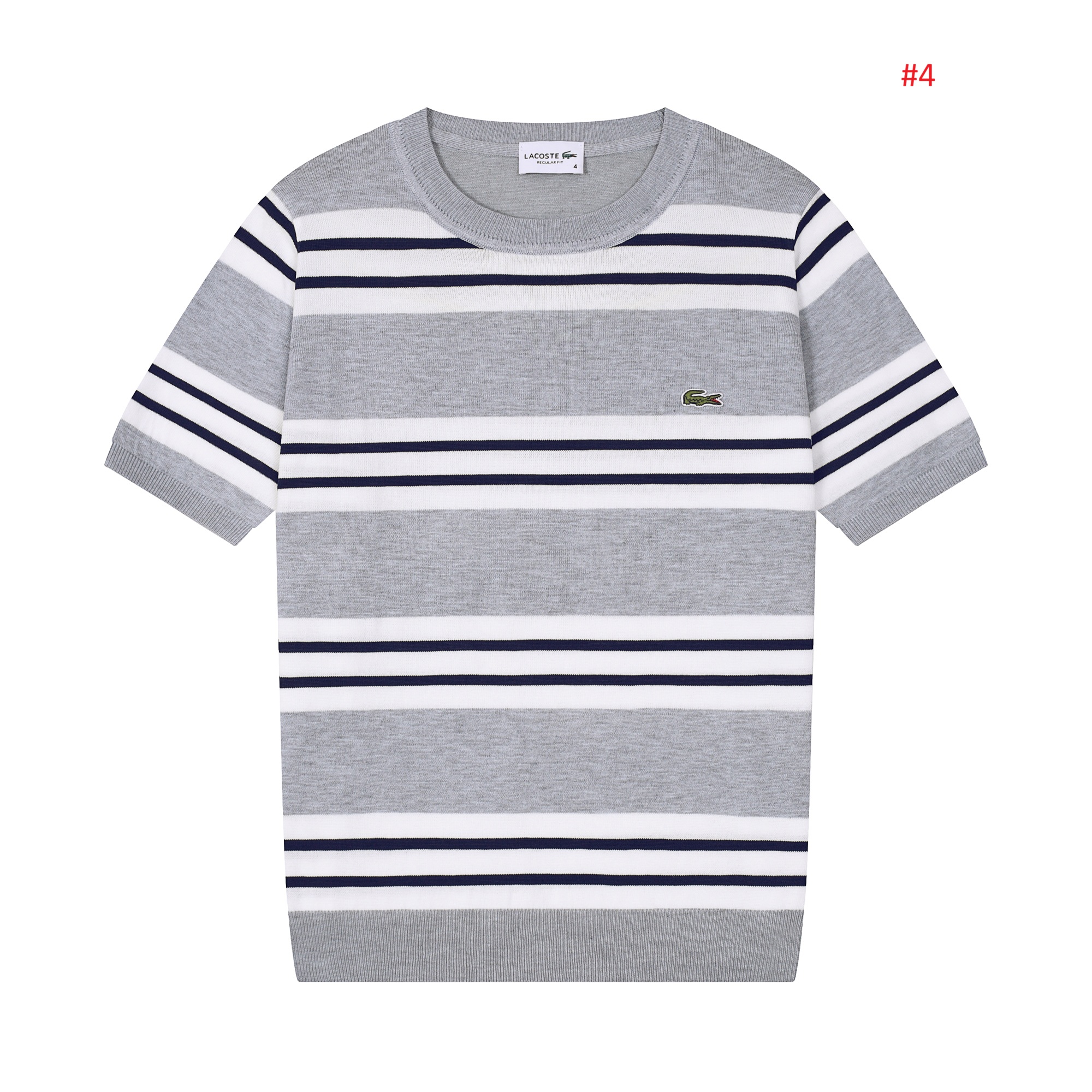Lacoste חולצת סריג פסים קצרה Regular Fit – תמונה 5