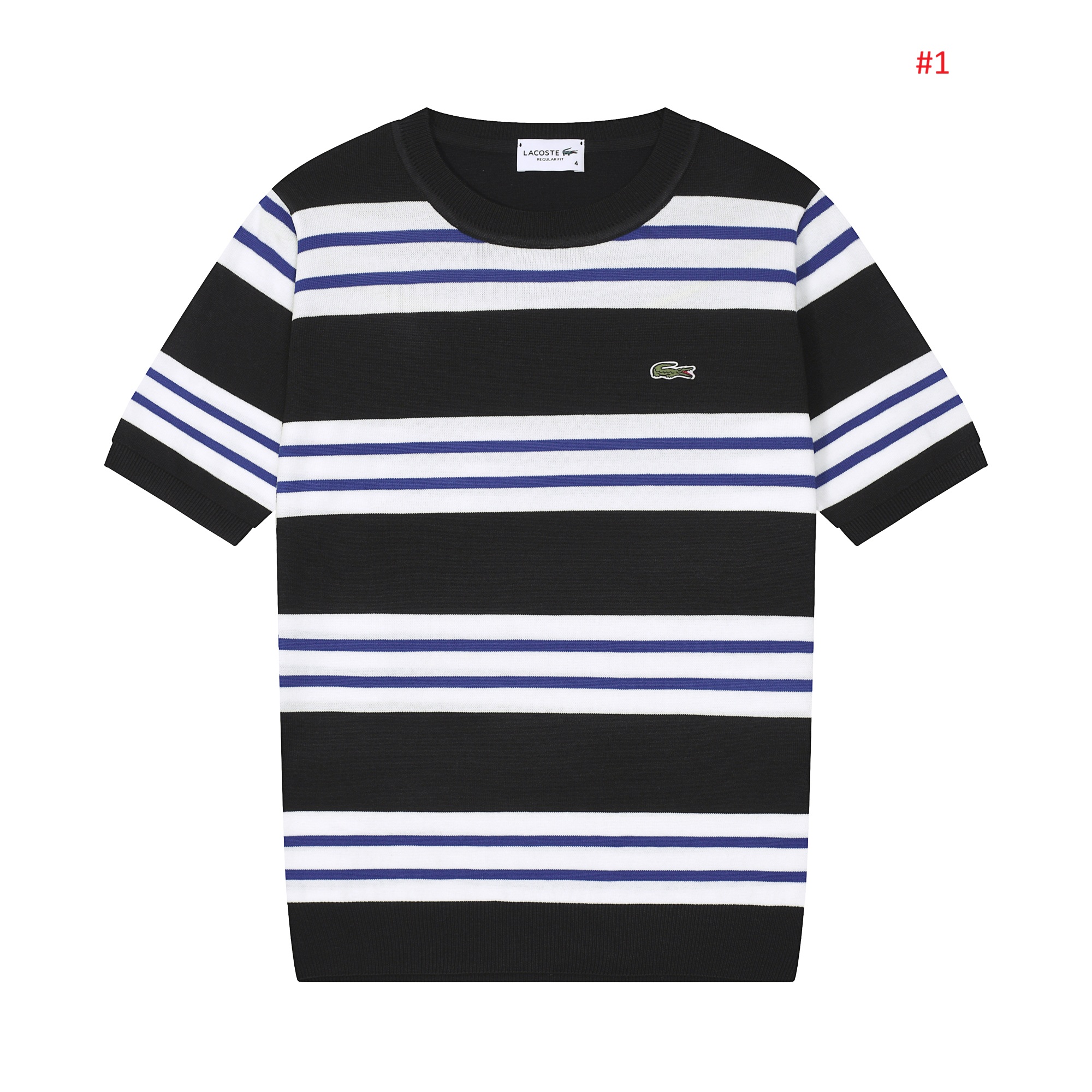 Lacoste חולצת סריג פסים קצרה Regular Fit – תמונה 2
