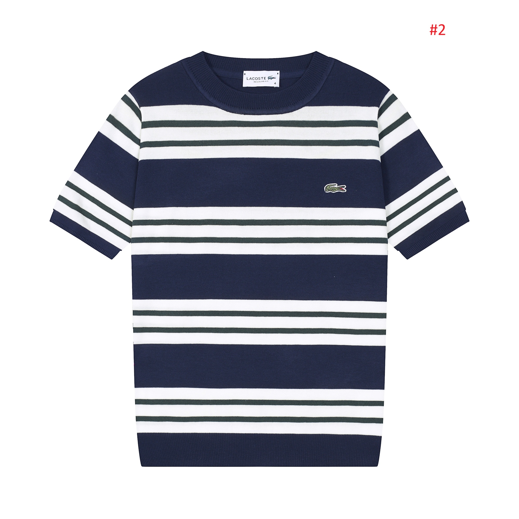 Lacoste חולצת סריג פסים קצרה Regular Fit – תמונה 3