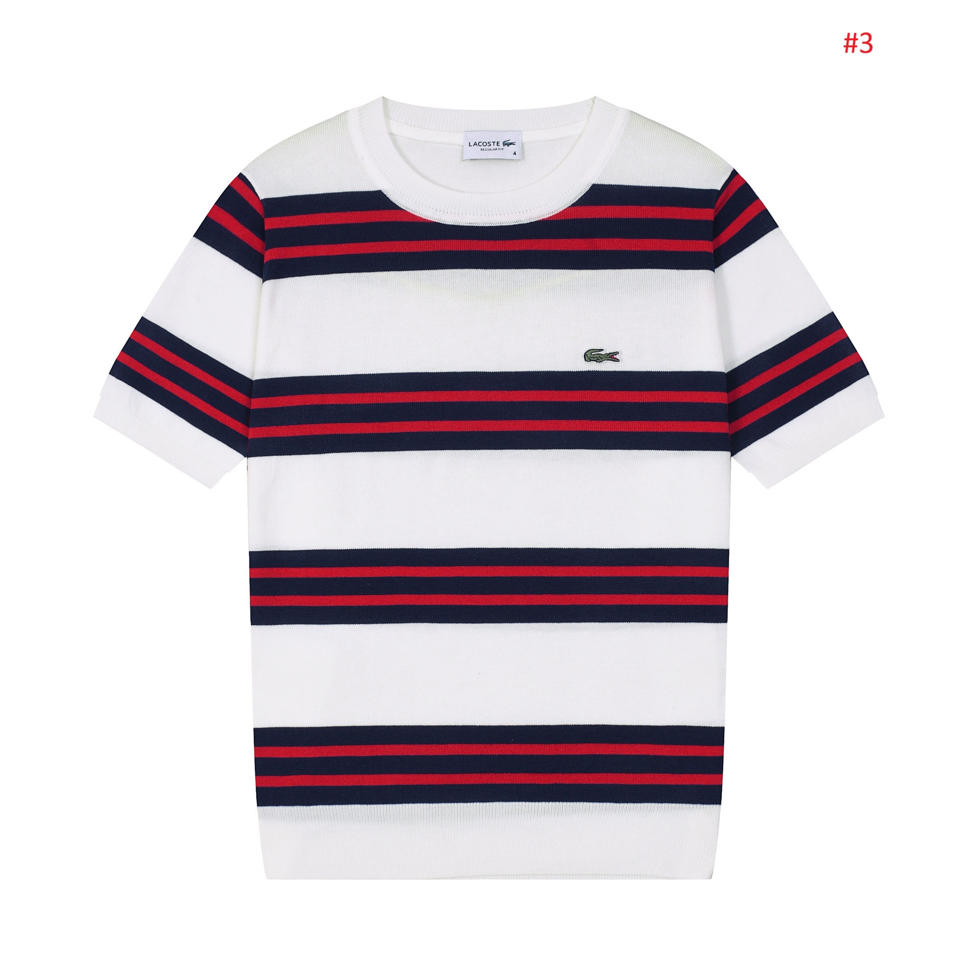 Lacoste חולצת סריג פסים קצרה Regular Fit – תמונה 4