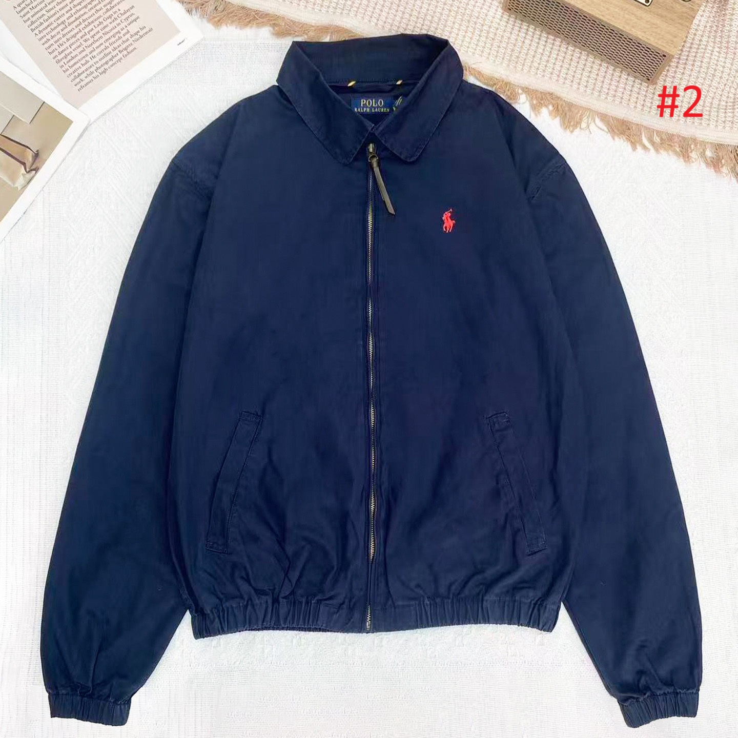 Polo Ralph Lauren ג'קט הרינגטון לגברים עם רוכסן ולוגו רקום – תמונה 3