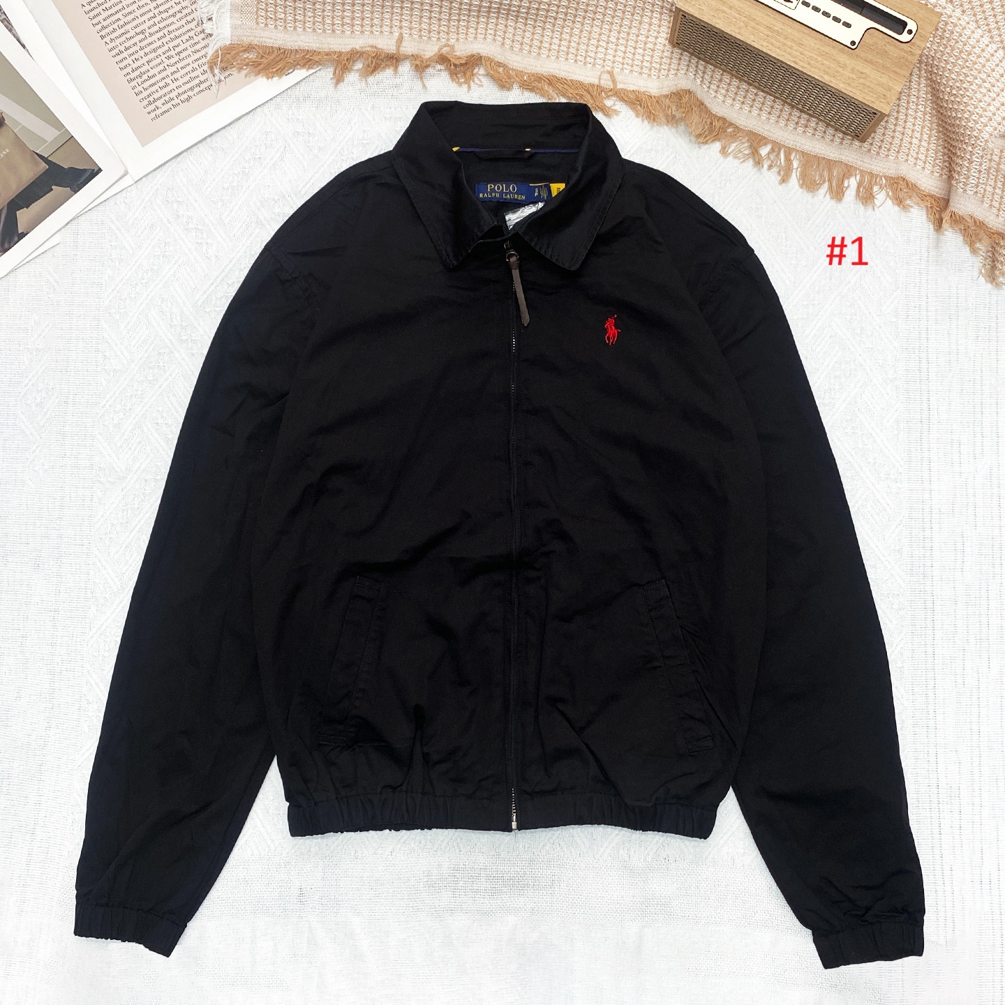 Polo Ralph Lauren ג'קט הרינגטון לגברים עם רוכסן ולוגו רקום – תמונה 2