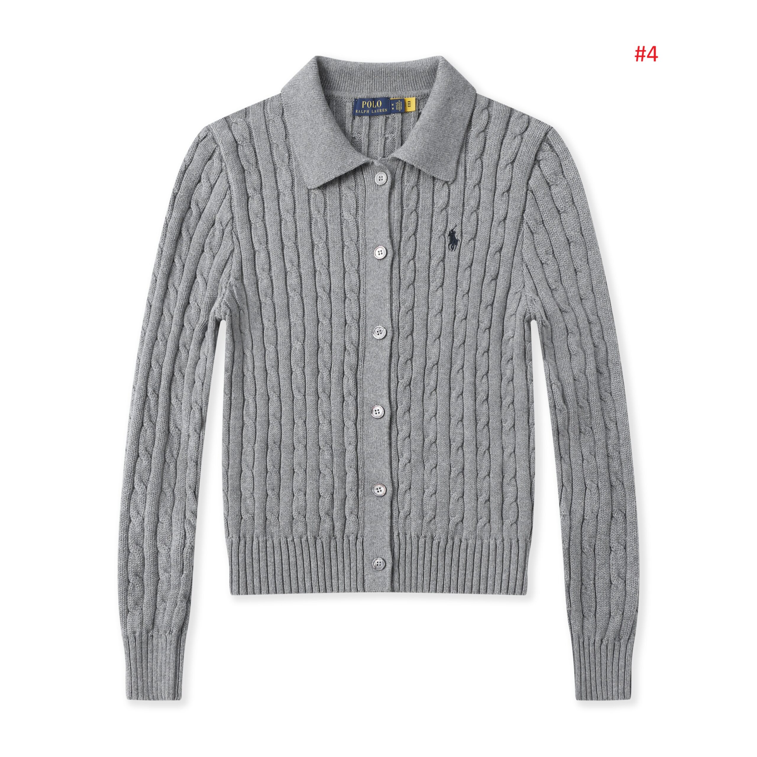 POLO RALPH LAUREN קרדיגן צמות עם צווארון לנשים – תמונה 5