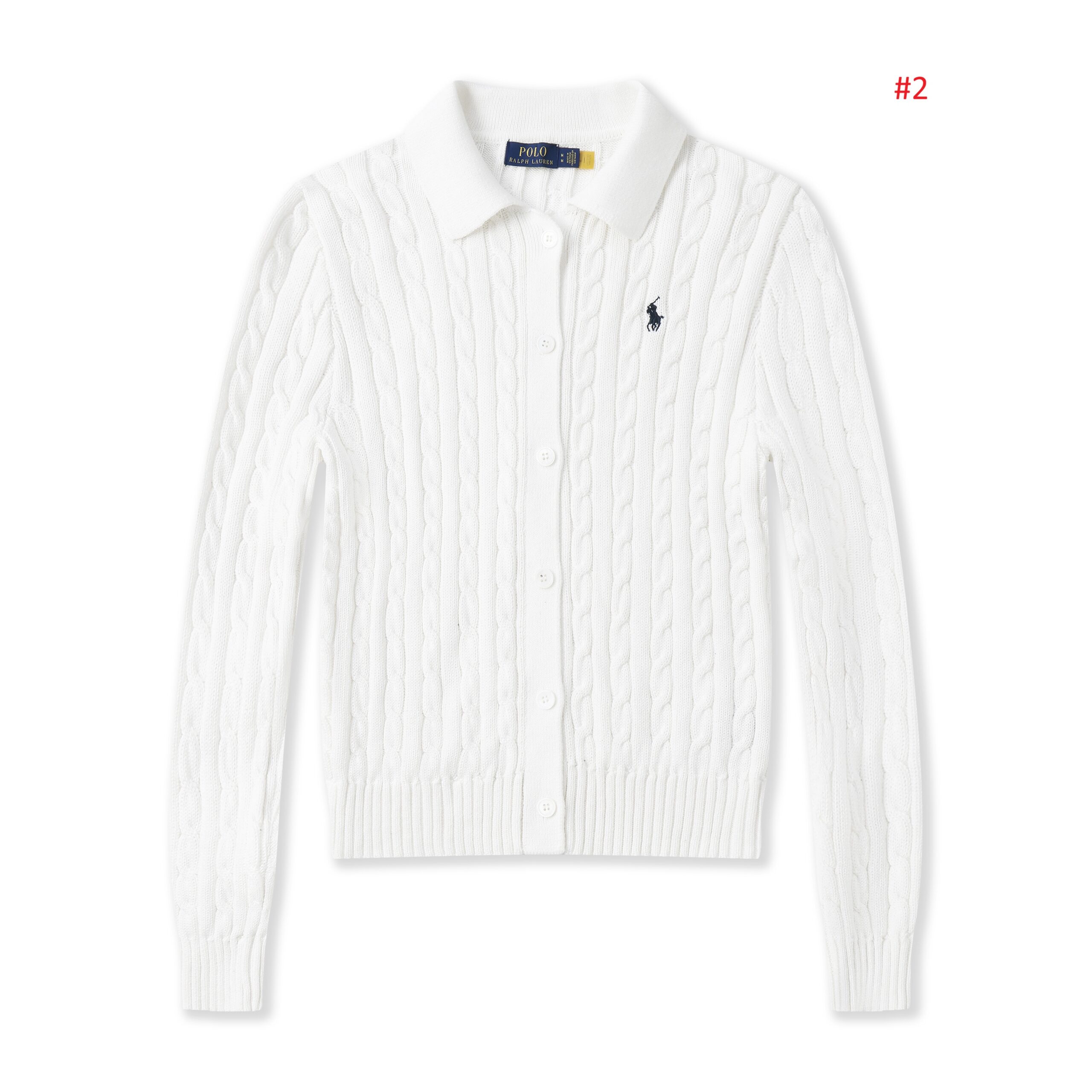 POLO RALPH LAUREN קרדיגן צמות עם צווארון לנשים – תמונה 3