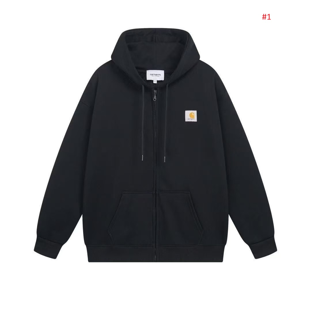 Carhartt סווטשירט קפוצ'ון עם רוכסן ולוגו – תמונה 2