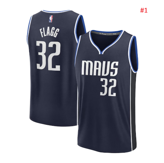 גופיית אוהדים Dallas Mavericks בצבע כחול כהה עם כיתוב MAVS 32, מבט קדמי ואחורי