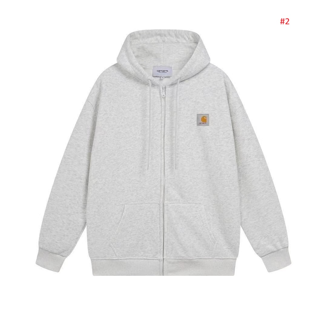 Carhartt סווטשירט קפוצ'ון עם רוכסן ולוגו – תמונה 4