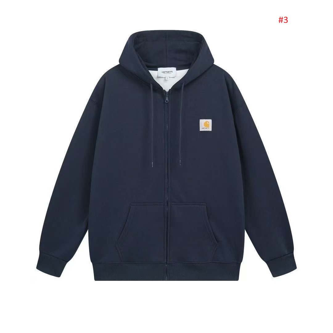 Carhartt סווטשירט קפוצ'ון עם רוכסן ולוגו – תמונה 5