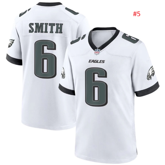 ג'רזי אוהדים Philadelphia Eagles בלבן עם מספר 6 ותפרי קונטרסט