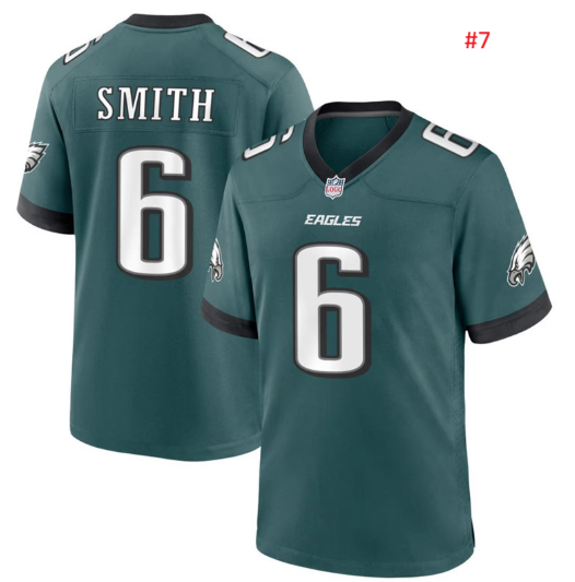 ג'רזי אוהדים Philadelphia Eagles בירוק כהה, תצוגה קדמית ואחורית עם מספר 6