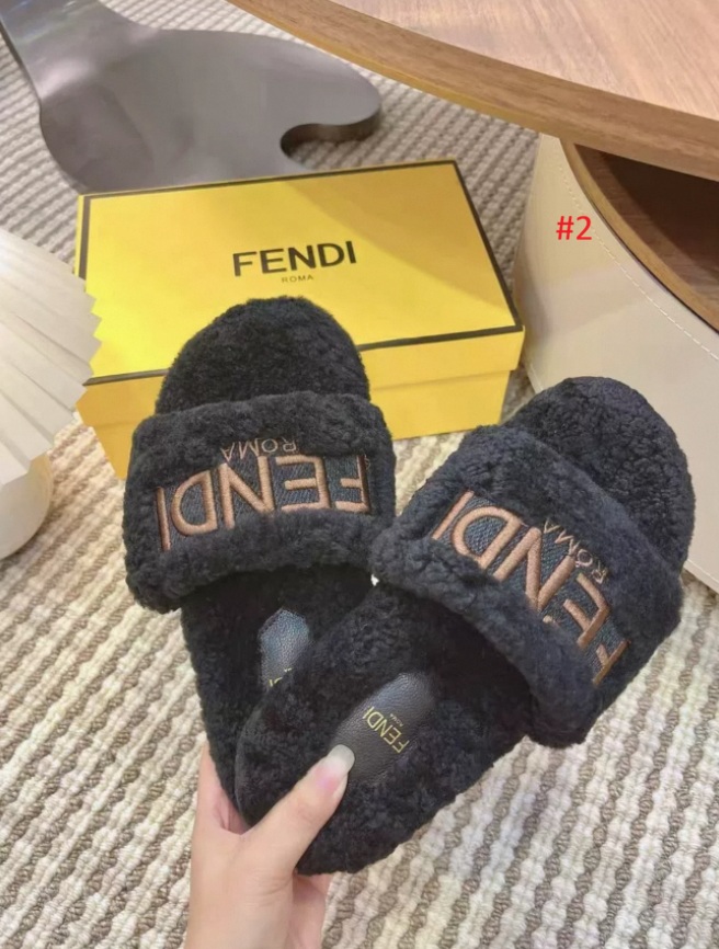 Fendi כפכפי בית פרוותיים עם רקמת FENDI ROMA – תמונה 4