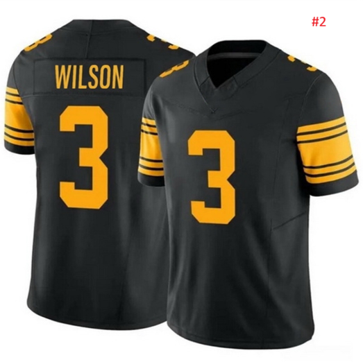 חולצת פוטבול אוהדים שחורה, WILSON מספר 3, חזית וגב
