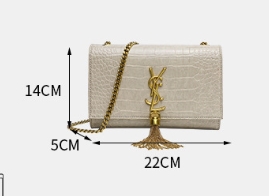 YSL תיק ערב דמוי קרוקו עם שרשרת וגדיל – תמונה 10