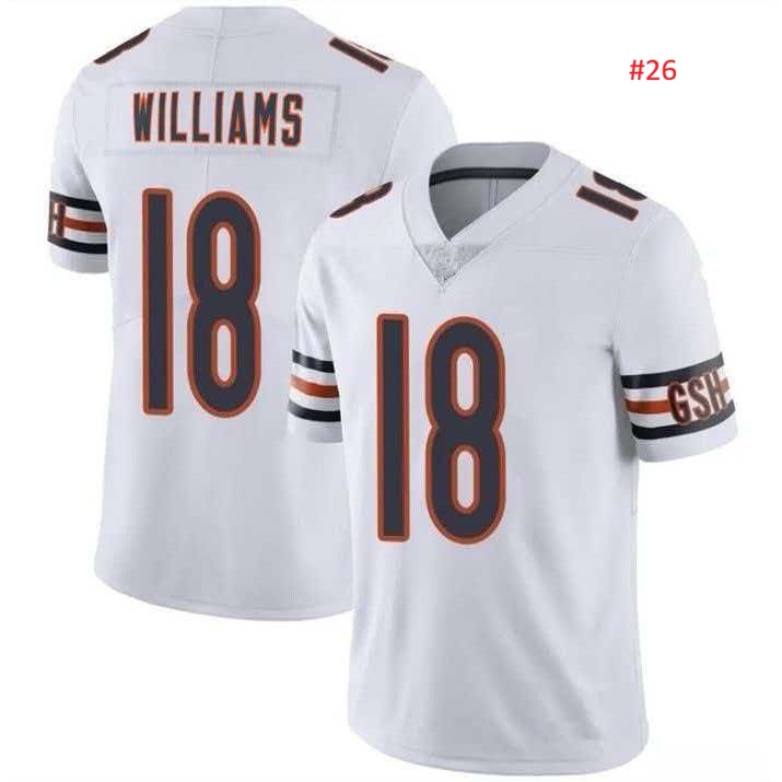 ג'רזי פוטבול Chicago Bears לבן, WILLIAMS 18, תצוגה קדמית ואחורית