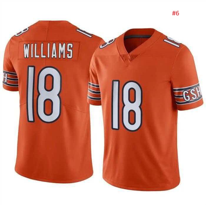 ג'רזי פוטבול Chicago Bears כתום, WILLIAMS 18, שרוולים מפוספסים