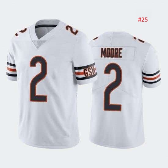 ג'רזי פוטבול Chicago Bears לבן, MOORE 2, שרוולים מפוספסים