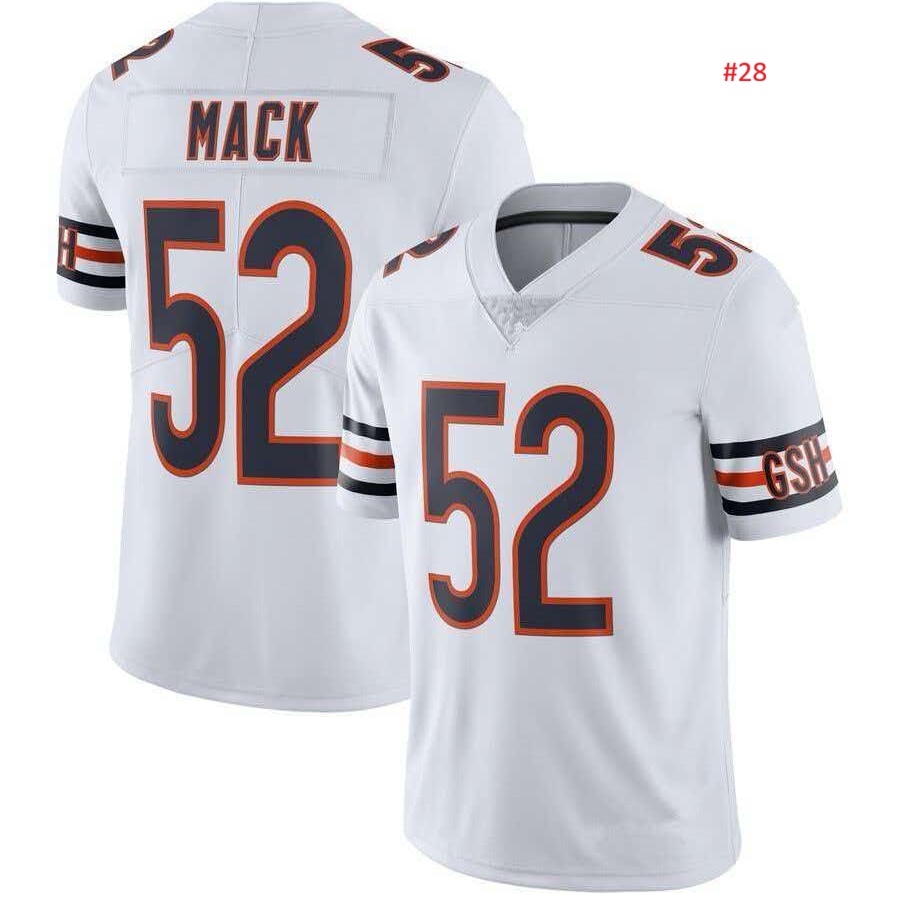 ג'רזי פוטבול Chicago Bears לבן, MACK 52, שם ומספר מודגשים