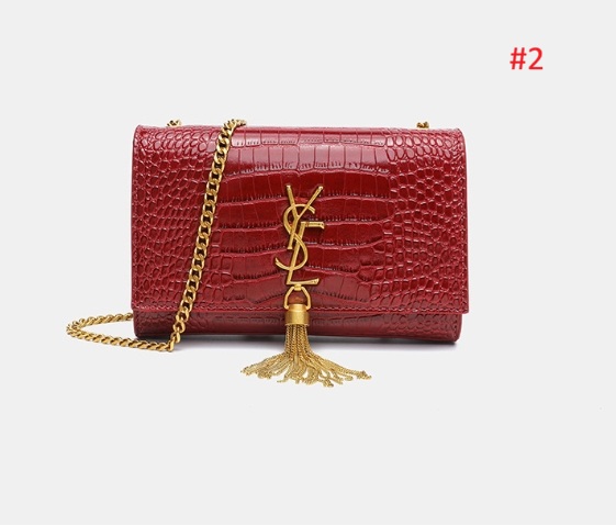 YSL תיק ערב דמוי קרוקו עם שרשרת וגדיל – תמונה 3