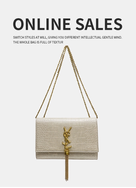 YSL תיק ערב דמוי קרוקו עם שרשרת וגדיל – תמונה 8