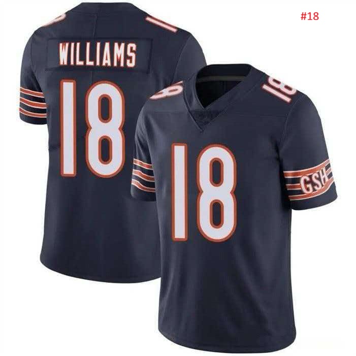 ג'רזי פוטבול Chicago Bears כחול כהה, WILLIAMS 18, שם ומספר גדולים