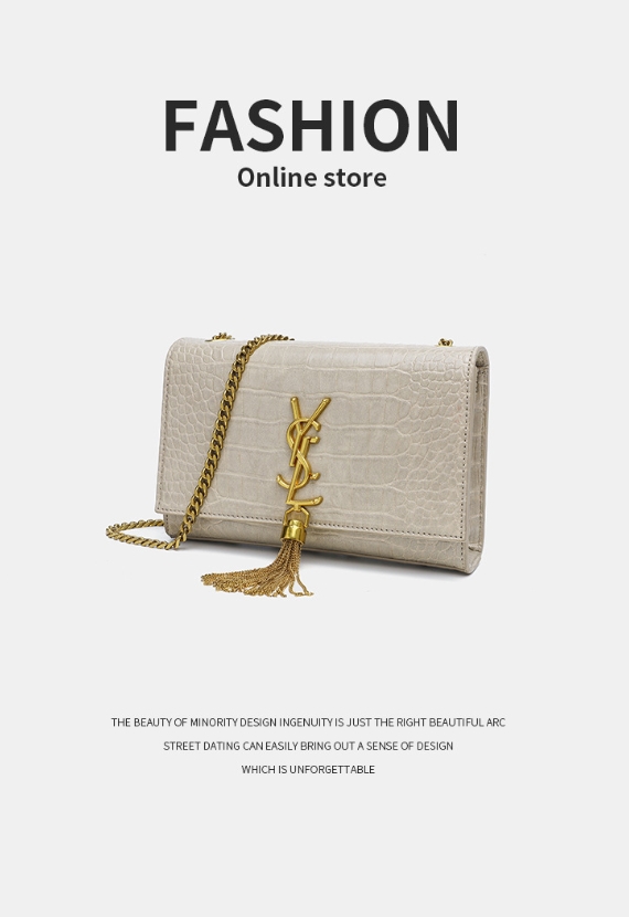 YSL תיק ערב דמוי קרוקו עם שרשרת וגדיל – תמונה 9