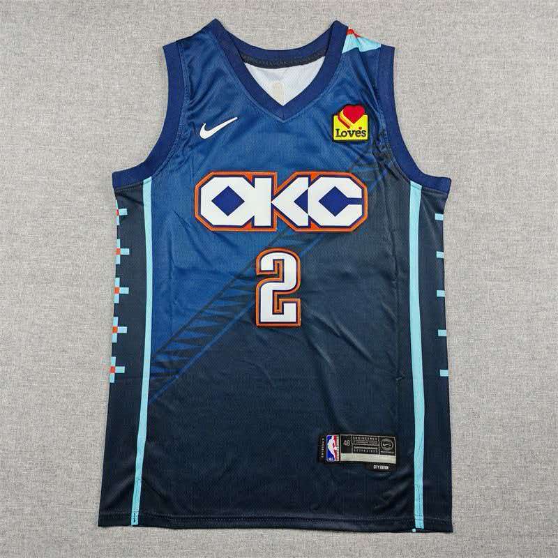 גופיית Nike OKC כחול כהה עם לוגו OKC ומספר 2, תצוגת מלפנים