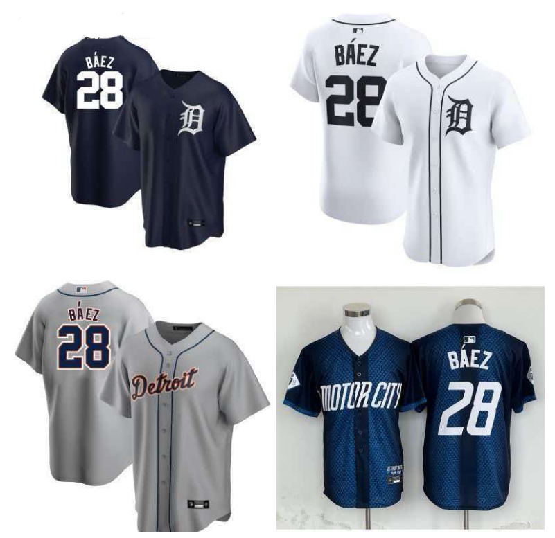 6 (3) חולצת בייסבול אוהדים Detroit Tigers Báez 28