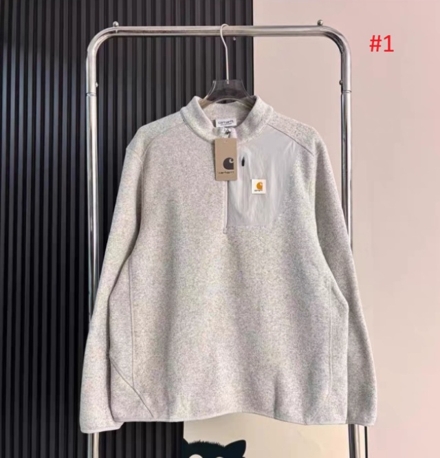 Carhartt סוודר פליז חצי רוכסן עם כיס חזה – תמונה 2