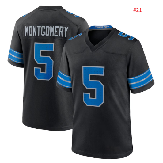 חולצת אוהדים Detroit Lions שחורה – MONTGOMERY 5, חזית וגב