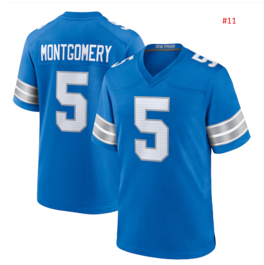 חולצת אוהדים Detroit Lions כחולה – MONTGOMERY 5, חזית וגב