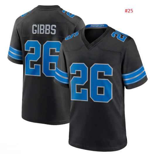 חולצת אוהדים Detroit Lions שחורה – GIBBS 26, חזית וגב