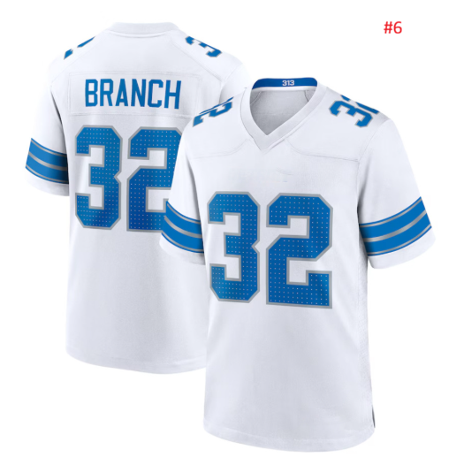 חולצת אוהדים Detroit Lions לבנה – BRANCH 32, חזית וגב