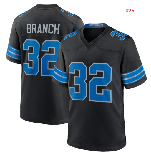 חולצת אוהדים Detroit Lions שחורה – BRANCH 32, חזית וגב