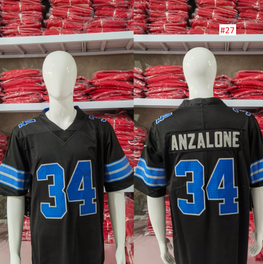 חולצת אוהדים Detroit Lions שחורה – ANZALONE 34, תצוגה על בובה