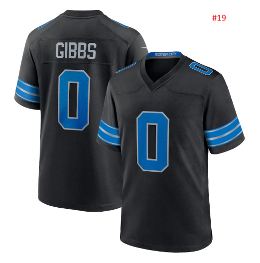 חולצת אוהדים Detroit Lions שחורה – GIBBS 0, חזית וגב