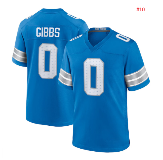 חולצת אוהדים Detroit Lions כחולה – GIBBS 0, חזית וגב