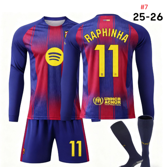סט מדים כדורגל ארוך עם שם Raphinha ומספר 11, קדמי ואחורי