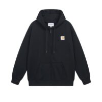 Carhartt סווטשירט קפוצ'ון עם רוכסן ולוגו