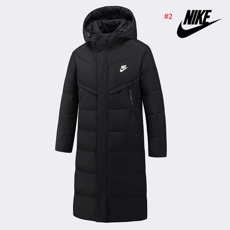 מעיל פארקה מרופד ארוך של Nike בצבע שחור בזווית חזית
