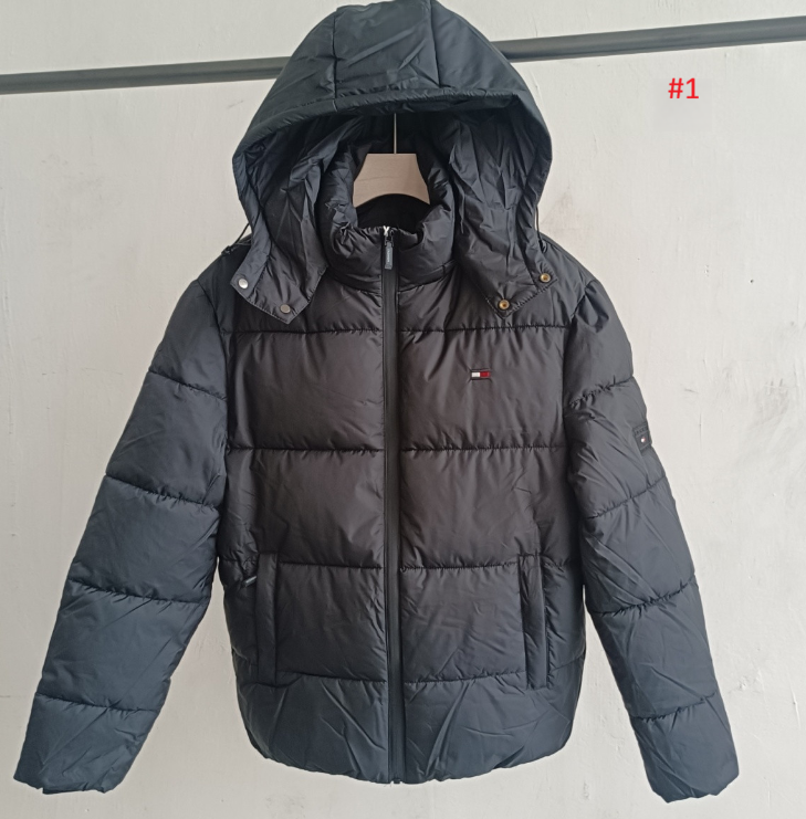מעיל פאפר חורפי עם כובע Tommy Hilfiger – צבע שחור, מבט חזיתי