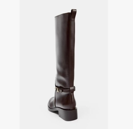 מגפי רכיבה ZARA – מבט אחורי עם לולאת משיכה ועקב בלוק