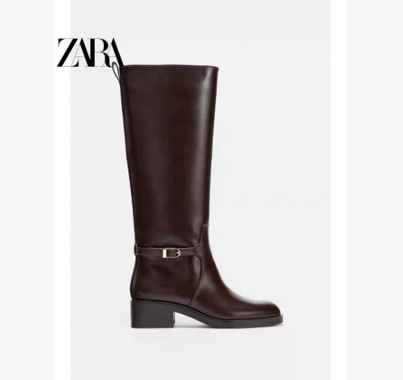 מגפי רכיבה נשים ZARA – מבט צד עם אבזם מוזהב