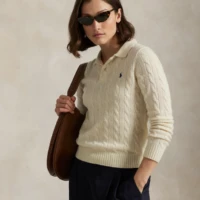 סריג צמות עם צווארון לנשים פולו ראלף לורן Ralph Lauren