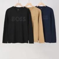 חולצת שרוול ארוך לגברים עם לוגו BOSS