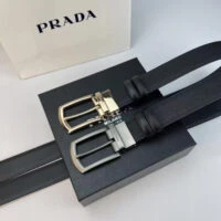 חגורת גברים למכנסיים עם אבזם מתכתי PRADA